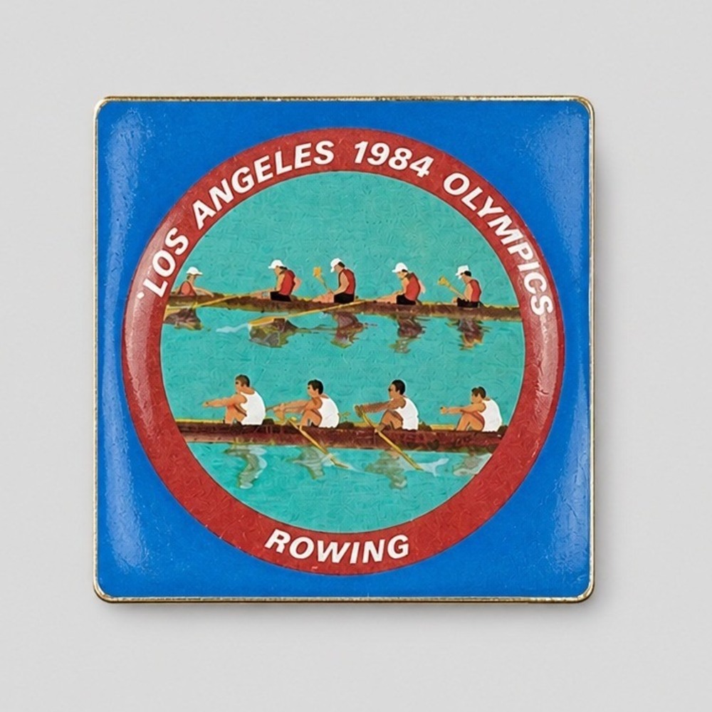 Vintage 1984 Los Angeles Olympics Rowing Pin Button Badge LA84 Summer Games 2.25